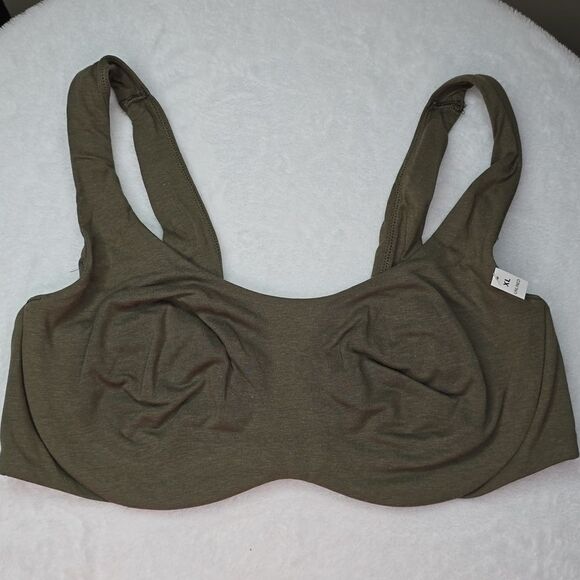 1270 NWT Base Cotton Unlined Scoop Bra Sz XL Casual New Olive - Picture 3 of 7